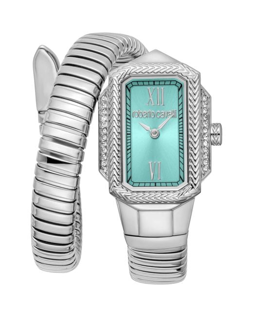 Roberto Cavalli Blue Tiffany Dial Stainless Steel Watch