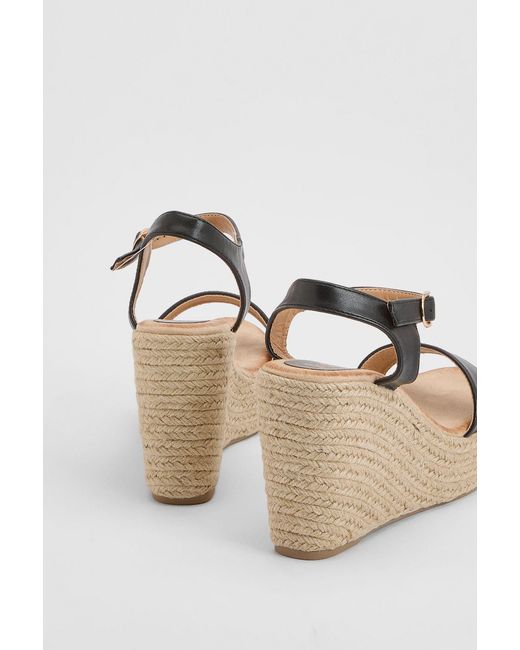 Faith Natural Remie Open Toe High Espadrille Wedge Sandals