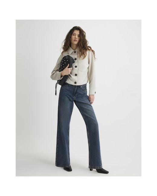 River Island Blue Overshirt Faux Suede