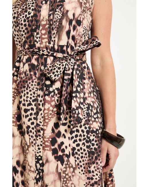 Wallis White Petite Summer Cotton Animal Shirt Dress
