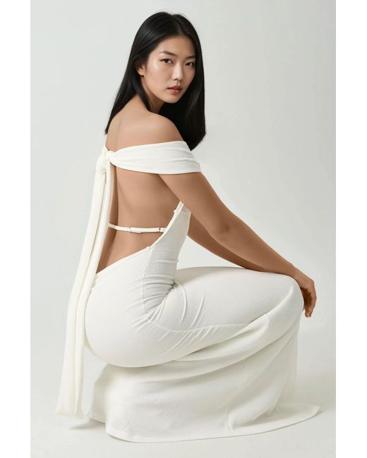 Hiccup White Maxi Dress With Heart Collar
