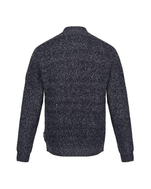 Regatta Blue Solomon Marl Knitted Zip Neck Sweatshirt for men