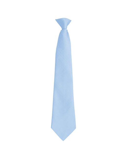 PREMIER Blue Adult Colours Fashion Plain Clip-On Tie (Mid)
