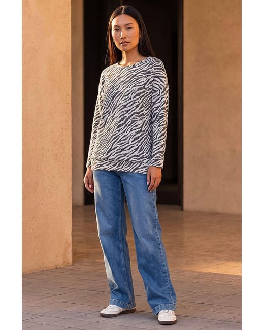 Roman Gray Animal Print Banded Hem Top