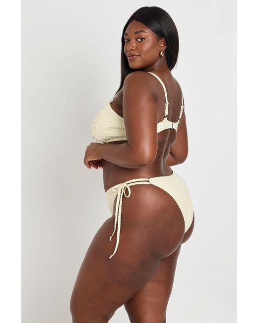 Boohoo Yellow Plus Gingham Scoop Bikini Top & Tie Side Bottom Set