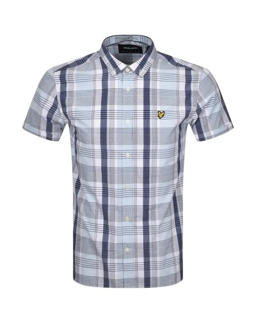 Lyle & Scott Blue Short Sleeve Deck Checkered Shirt Cotton for men