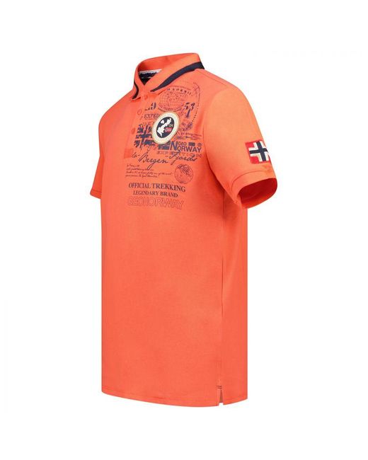 GEOGRAPHICAL NORWAY Orange Short-Sleeved Polo Shirt Sy1357Hgn for men