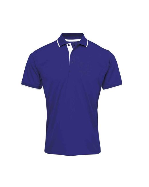 PREMIER Blue Coolchecker Contrast Pique Polo Shirt (Royal/ for men
