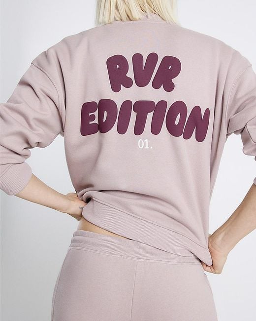 River Island Pink Sweatshirt Rvr Edition Back Print Cotton
