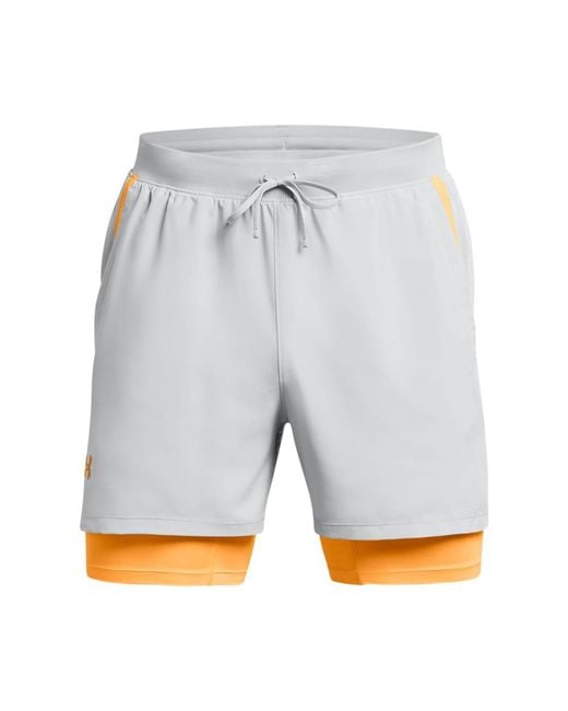 Under Armour Gray Launch 5 Inch 2In1 Shorts for men