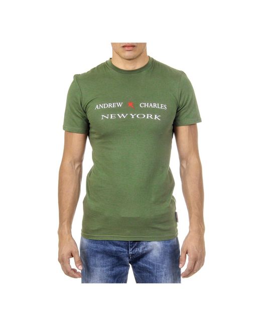 Andrew Charles by Andy Hilfiger Green T-Shirt Short Sleeves Round Neck Keita for men