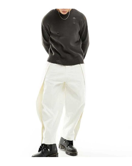 Reclaimed (vintage) White Wrap Balloon Trouser for men