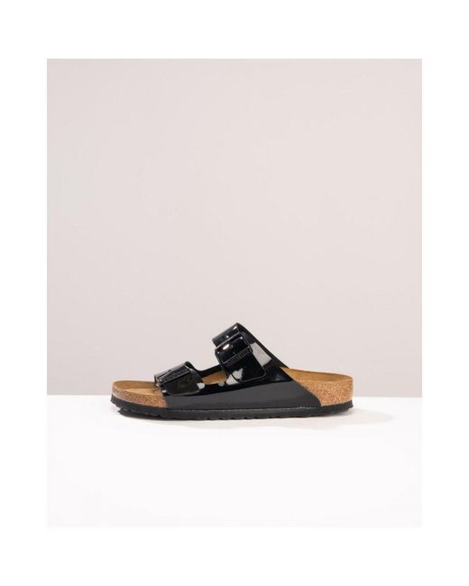Birkenstock Black Arizona Birko-Flor Patent Sandals