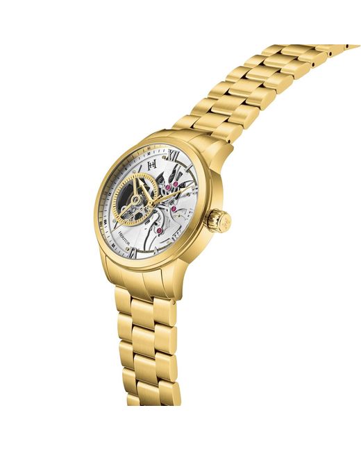 Heritor Metallic August Semi-Skeleton Watch for men