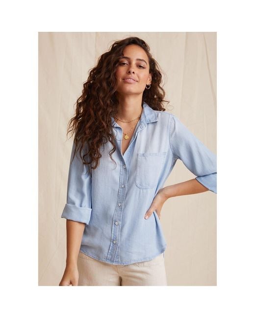 Bella Dahl Blue Relaxed Fit Long Sleeve Cuff Shirt