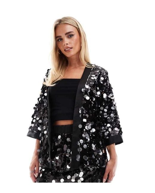ASOS Black Design Disco Sequin Kimono