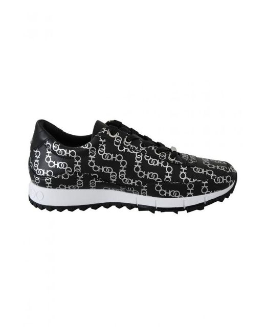 Jimmy Choo Black And Silver Leather Monza Sneakers