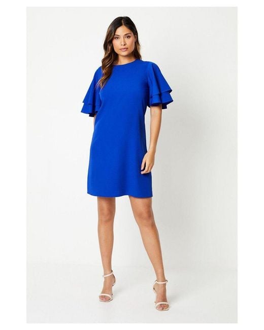 PRINCIPLES Blue Volume Flute Sleeve Dress