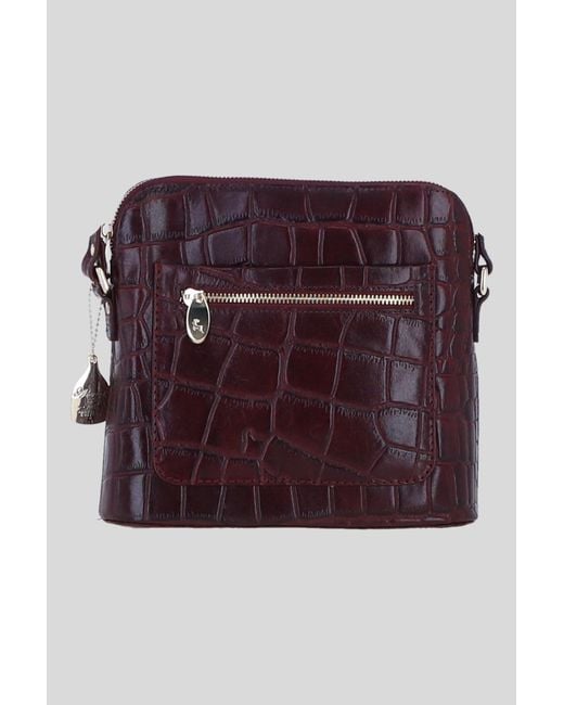 Ashwood Leather Purple Genuine Crossbody Bag With Adjustable Strap