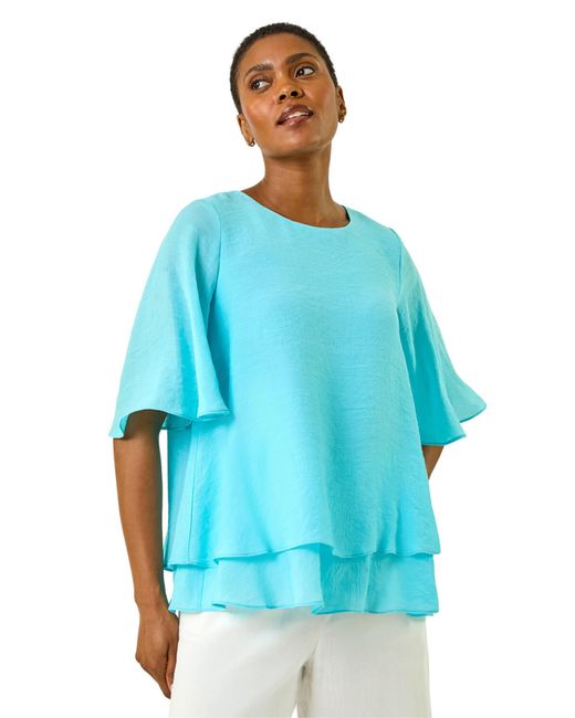 Roman Blue Double Layered Tunic Top