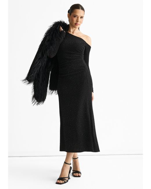 Gini London Black Hot Fix Studded Jersey Midi Dress