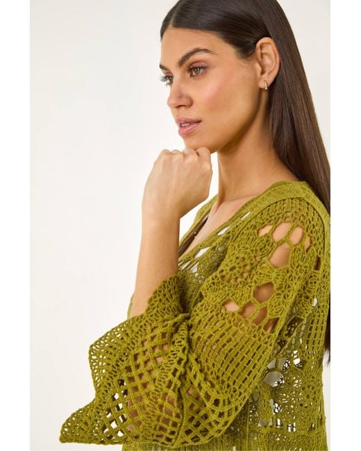 Roman Yellow Floral Crochet Tunic Top