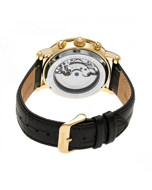 Heritor Multicolor Winston Semi-Skeleton Leather-Band Watch for men