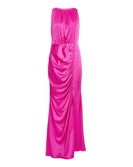 Quiz Pink Satin Ruched Maxi Dress
