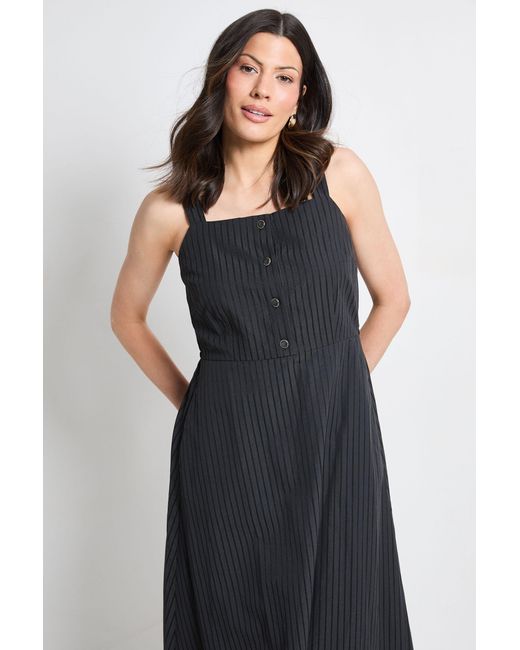 PRINCIPLES Blue Square Neck Button Midi Dress