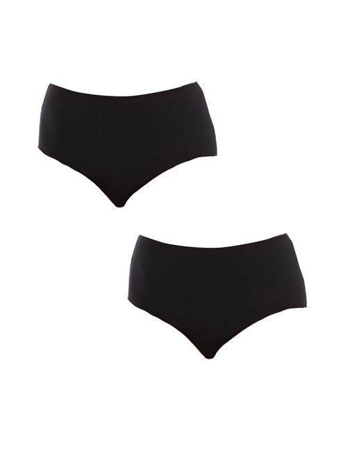 Q En Black Pack Of 2 High Waist Bamboo Panties Q906