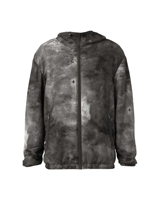 DIESEL Gray Marble Effect Bomber Jacket for men