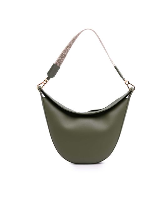 Loewe Green Shoulder Bag With Patterned Strap