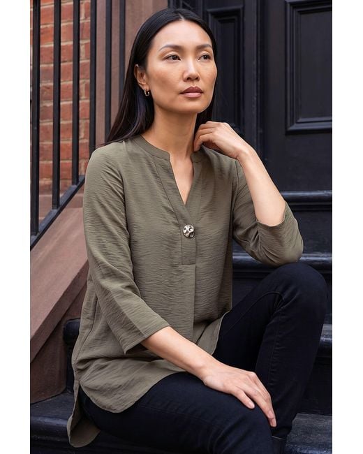Roman Gray Button Detail Top