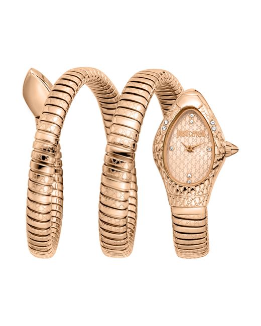 Just Cavalli Metallic Snake Watch, Color Case, Dial, Stainless Steel Bracelet