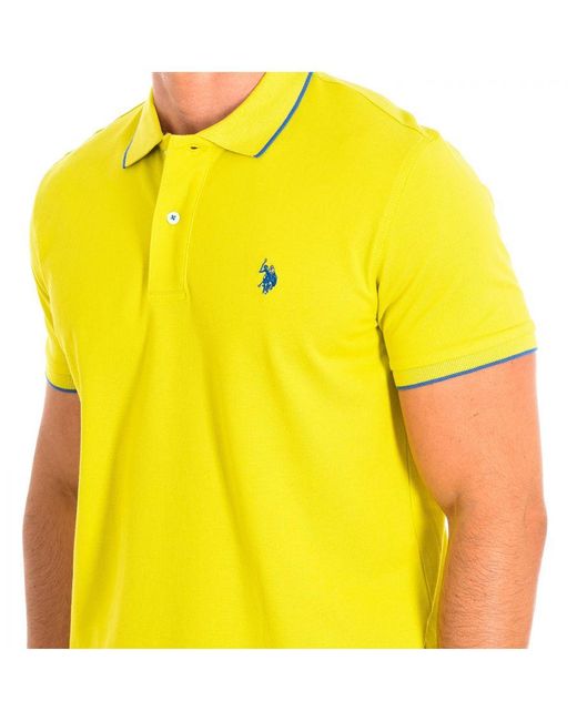 U.S. POLO ASSN. Yellow Kory Short Sleeve With Contrast Lapel Collar 64782 Man Cotton for men