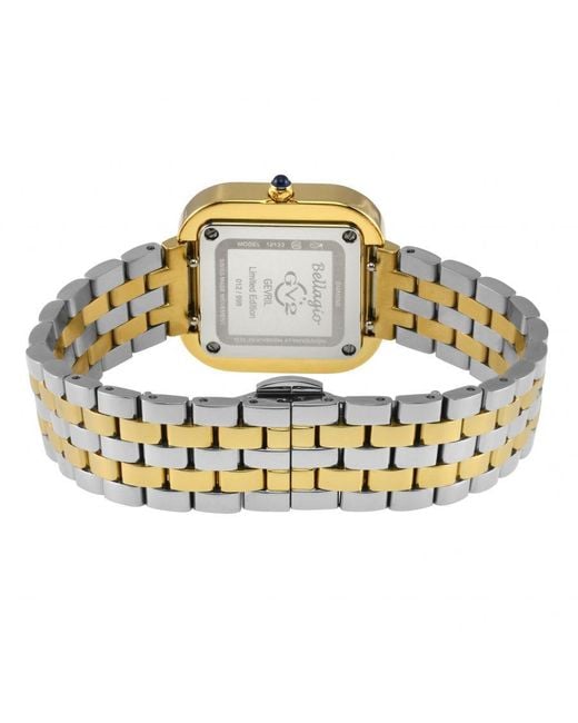 Gv2 Metallic Bellagio Swiss Made Diamond- Dial, Two Toned Ss/Ipyg Bracelet Watch