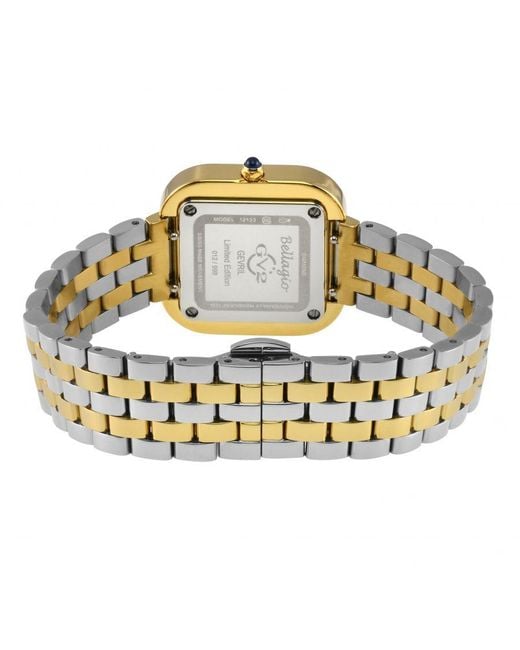 Gv2 Metallic Bellagio Swiss Made Diamond- Dial, Two Toned Ss/Ipyg Bracelet Watch