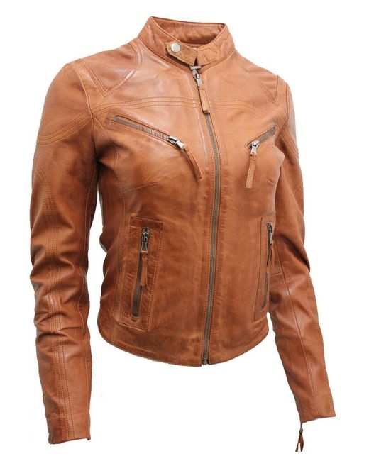Infinity Leather Brown Slim-Fit Biker Jacket-Maldon
