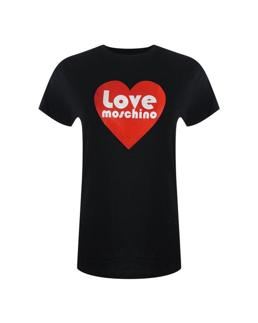 Moschino Black Love Heart Logo T-Shirt Cotton