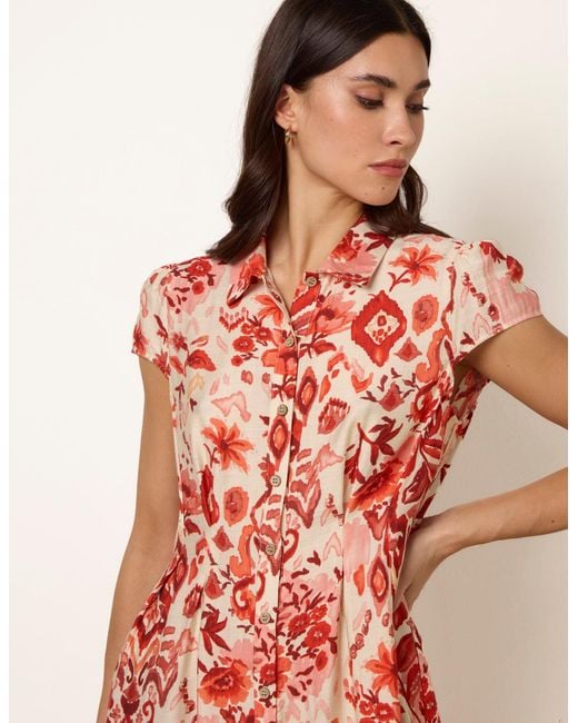 Blue Vanilla Multicolor Watercolour Floral Printed Button Front Shirt Dress