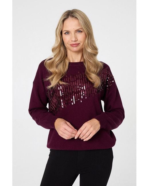 Izabel London Red Sequinned Detail Relaxed Jumper