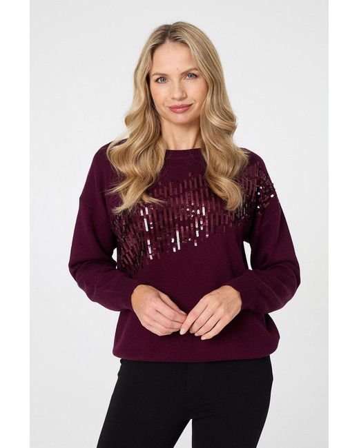 Izabel London Red Sequinned Detail Relaxed Jumper