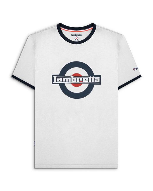 Lambretta White Adults Tshirt Ringer Tee Textile