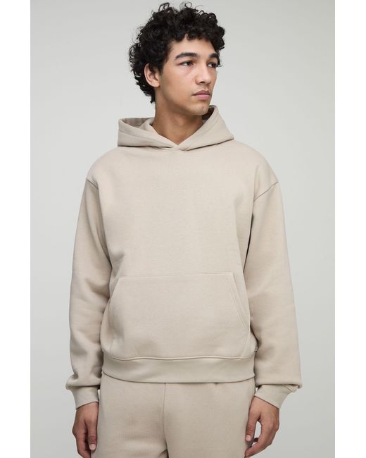 BoohooMAN Natural Basic Oversized Boxy Hoodie for men