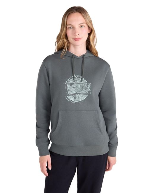 Mountain Warehouse Gray Printed Ring Hoodie With Kangaroo Pocket Cosy Pullover Cotton
