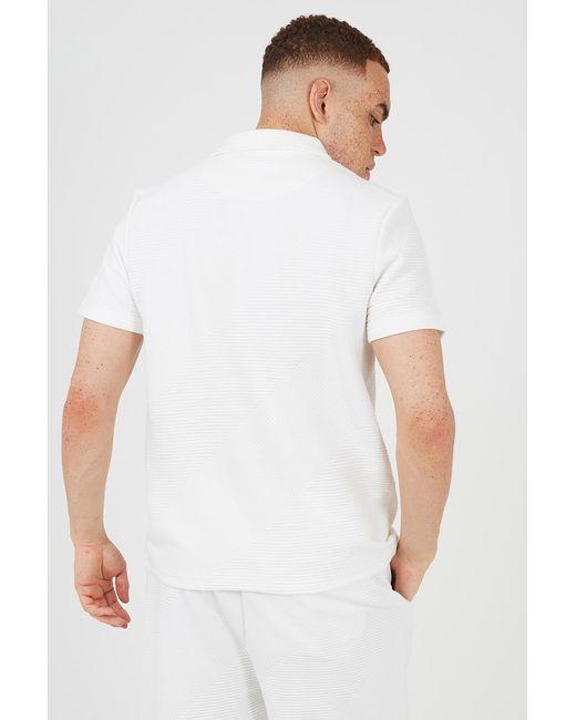 Brave Soul White Short Sleeve Quarter Zip Polo Shirt for men