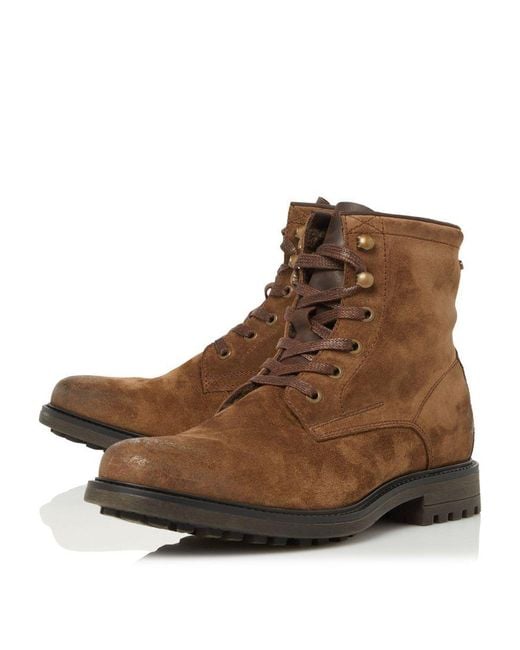 Dune Brown Credit Casual Warm Lined Lace Boots for men