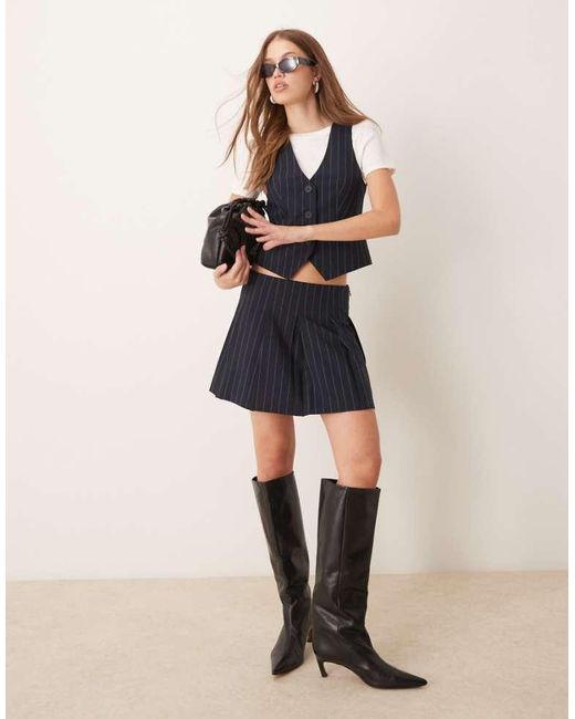 ASOS Natural Tailored Pleated Mini Skirt
