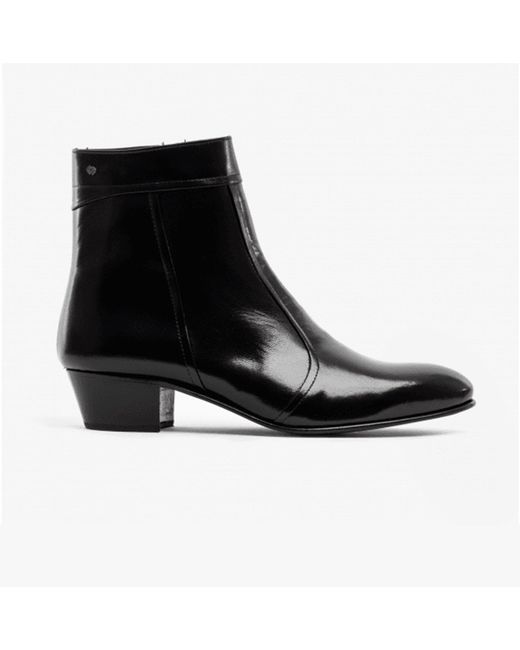 Club Cubano Black Emmanuel Smooth Leather Cuban Heel Boots for men