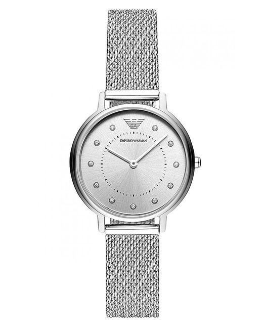 Emporio Armani Kappa Dames Horloge Zilverkleurig Ar11128 in het Metallic voor heren